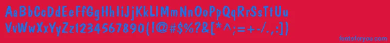 DomCasualLt Font – Blue Fonts on Red Background