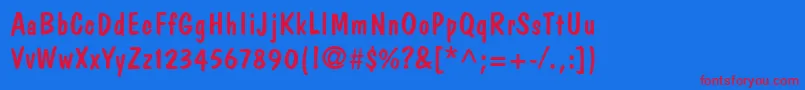 DomCasualLt Font – Red Fonts on Blue Background