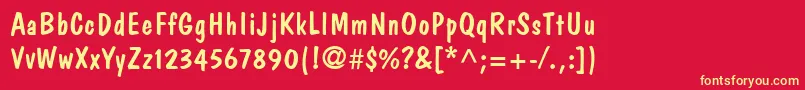 フォントDomCasualLt – 黄色の文字、赤い背景