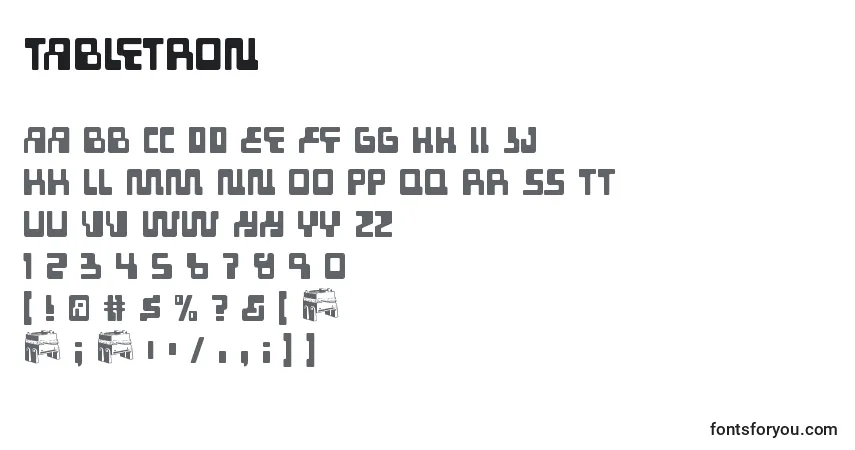Czcionka Tabletron – alfabet, cyfry, specjalne znaki