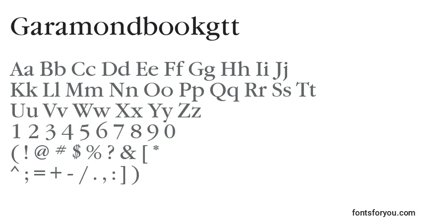 A fonte Garamondbookgtt – alfabeto, números, caracteres especiais