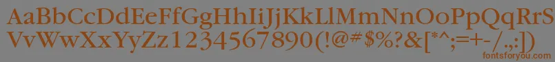 Czcionka Garamondbookgtt – brązowe czcionki na szarym tle
