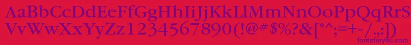 Garamondbookgtt Font – Purple Fonts on Red Background