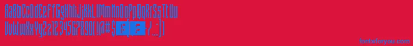 FontstructivismRegular-Schriftart – Blaue Schriften auf rotem Hintergrund
