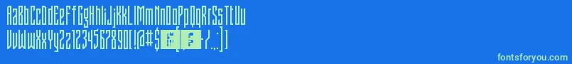 Czcionka FontstructivismRegular – zielone czcionki na niebieskim tle