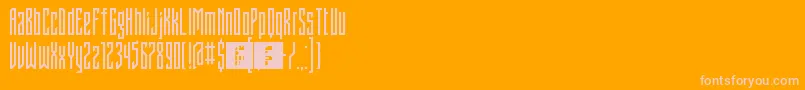 FontstructivismRegular-fontti – vaaleanpunaiset fontit oranssilla taustalla
