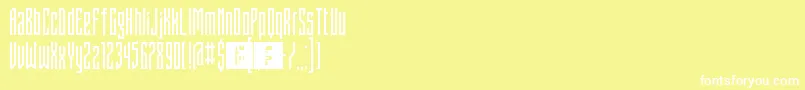 Fonte FontstructivismRegular – fontes brancas em um fundo amarelo