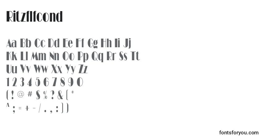 A fonte Ritzflfcond – alfabeto, números, caracteres especiais