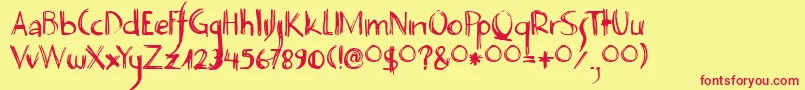 DecoPimp Font – Red Fonts on Yellow Background