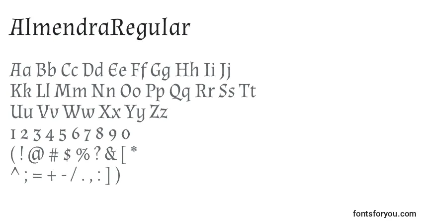 Schriftart AlmendraRegular – Alphabet, Zahlen, spezielle Symbole