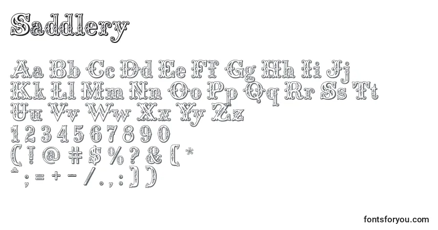 Czcionka Saddlery – alfabet, cyfry, specjalne znaki
