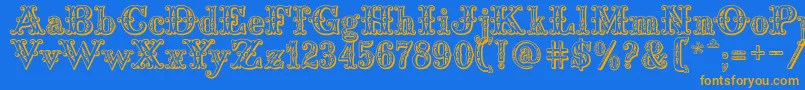 Saddlery Font – Orange Fonts on Blue Background