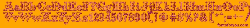 Saddlery Font – Purple Fonts on Orange Background