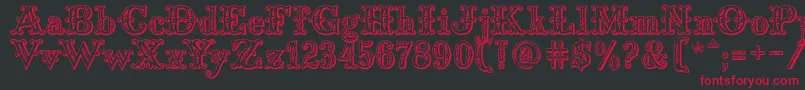 Saddlery-Schriftart – Rote Schriften auf schwarzem Hintergrund