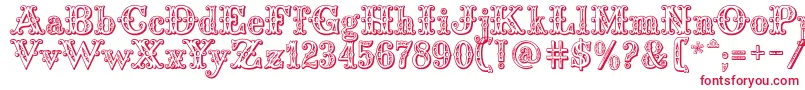 Saddlery-Schriftart – Rote Schriften auf weißem Hintergrund