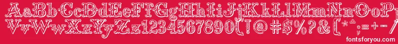 Saddlery-Schriftart – Weiße Schriften auf rotem Hintergrund