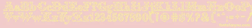 Saddlery-Schriftart – Gelbe Schriften auf rosa Hintergrund