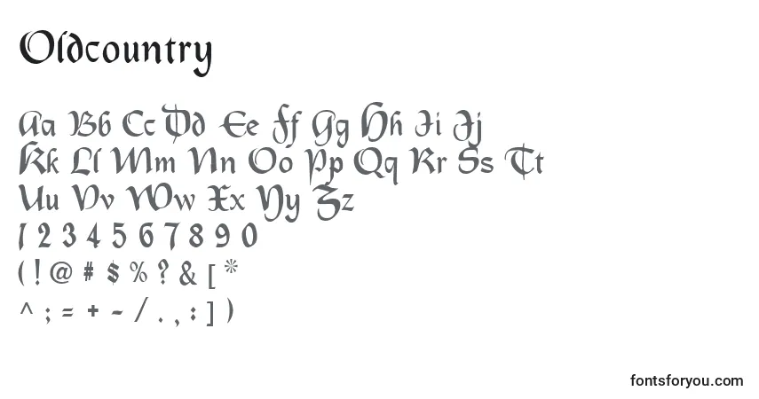 Oldcountry-fontti – aakkoset, numerot, erikoismerkit