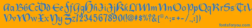 Oldcountry Font – Blue Fonts on Orange Background