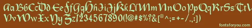 Oldcountry-fontti – vihreät fontit ruskealla taustalla