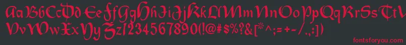 フォントOldcountry – 黒い背景に赤い文字