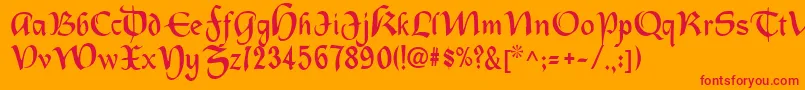 Oldcountry Font – Red Fonts on Orange Background