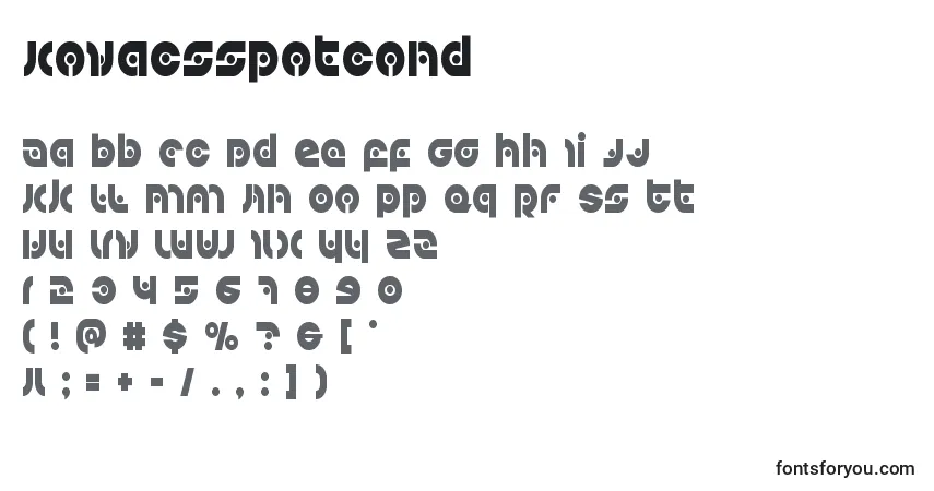 Kovacsspotcond Font – alphabet, numbers, special characters