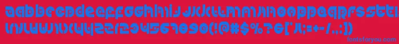 Kovacsspotcond-Schriftart – Blaue Schriften auf rotem Hintergrund