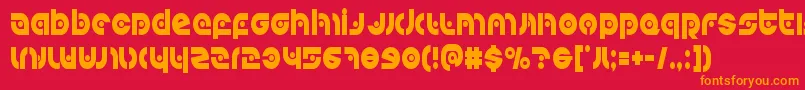 フォントKovacsspotcond – 赤い背景にオレンジの文字