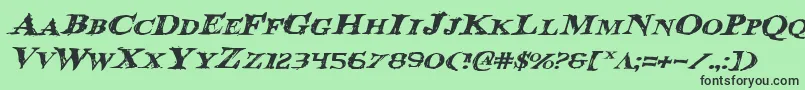 BloodCrowExpandedItalic Font – Black Fonts on Green Background