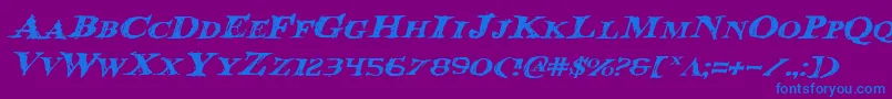 BloodCrowExpandedItalic Font – Blue Fonts on Purple Background