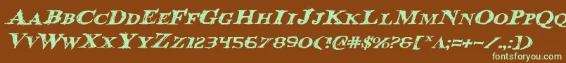 BloodCrowExpandedItalic Font – Green Fonts on Brown Background