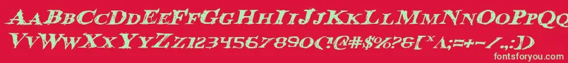 BloodCrowExpandedItalic Font – Green Fonts on Red Background