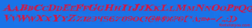 フォントBloodCrowExpandedItalic – 赤い文字の青い背景