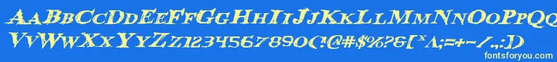 BloodCrowExpandedItalic Font – Yellow Fonts on Blue Background