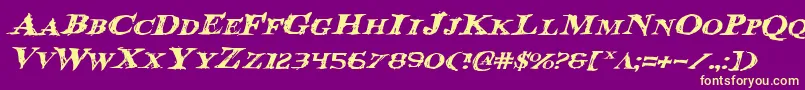 BloodCrowExpandedItalic Font – Yellow Fonts on Purple Background