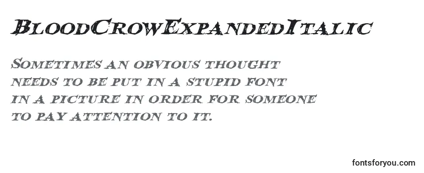Review of the BloodCrowExpandedItalic Font