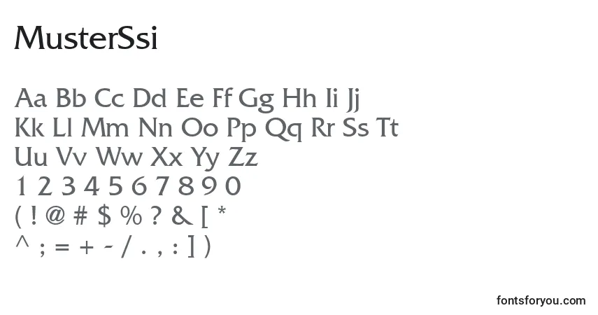 Czcionka MusterSsi – alfabet, cyfry, specjalne znaki