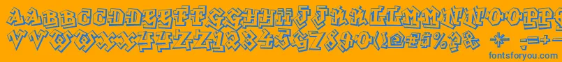 GraffitiTreat-Schriftart – Blaue Schriften auf orangefarbenem Hintergrund