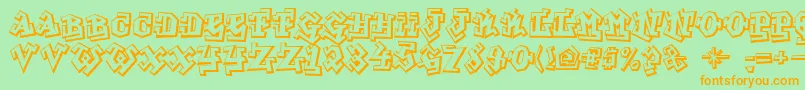 GraffitiTreat Font – Orange Fonts on Green Background
