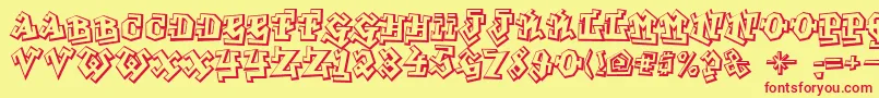 フォントGraffitiTreat – 赤い文字の黄色い背景