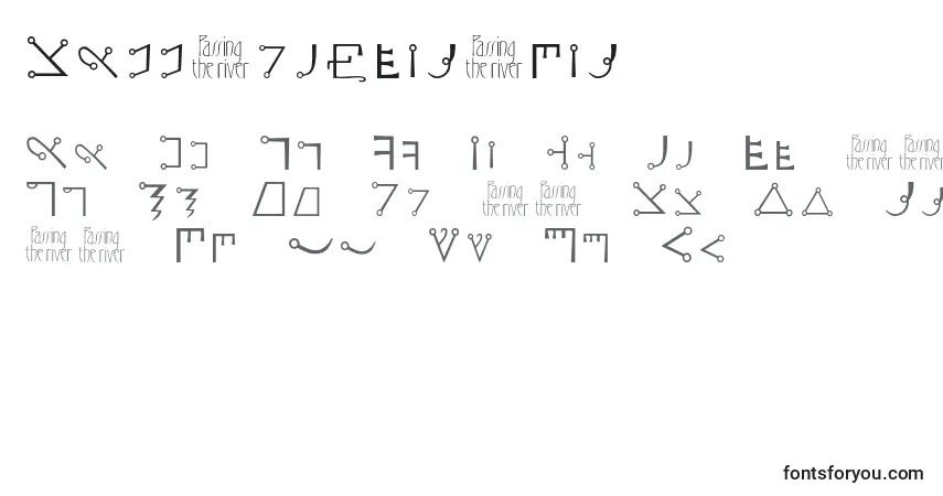 Schriftart Passingtheriver – Alphabet, Zahlen, spezielle Symbole