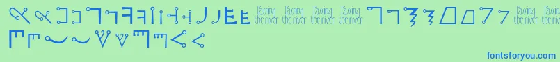 フォントPassingtheriver – 青い文字は緑の背景です。