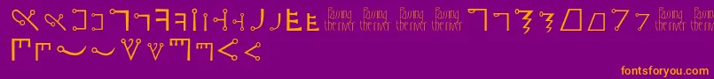Passingtheriver-fontti – oranssit fontit violetilla taustalla