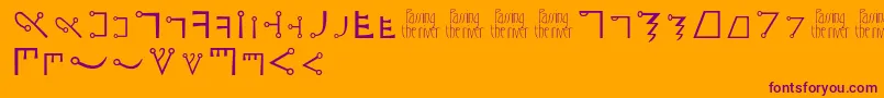 Passingtheriver-Schriftart – Violette Schriften auf orangefarbenem Hintergrund