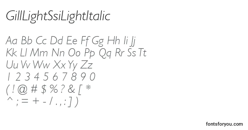 GillLightSsiLightItalic font – alphabet, numbers, special characters
