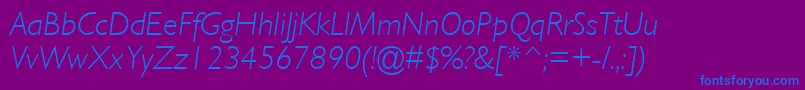 GillLightSsiLightItalic Font – Blue Fonts on Purple Background