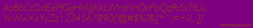 GillLightSsiLightItalic-fontti – ruskeat fontit violetilla taustalla
