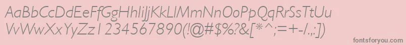 GillLightSsiLightItalic-Schriftart – Graue Schriften auf rosa Hintergrund
