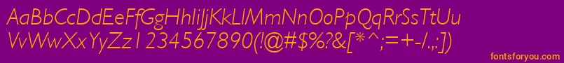 Police GillLightSsiLightItalic – polices orange sur fond violet
